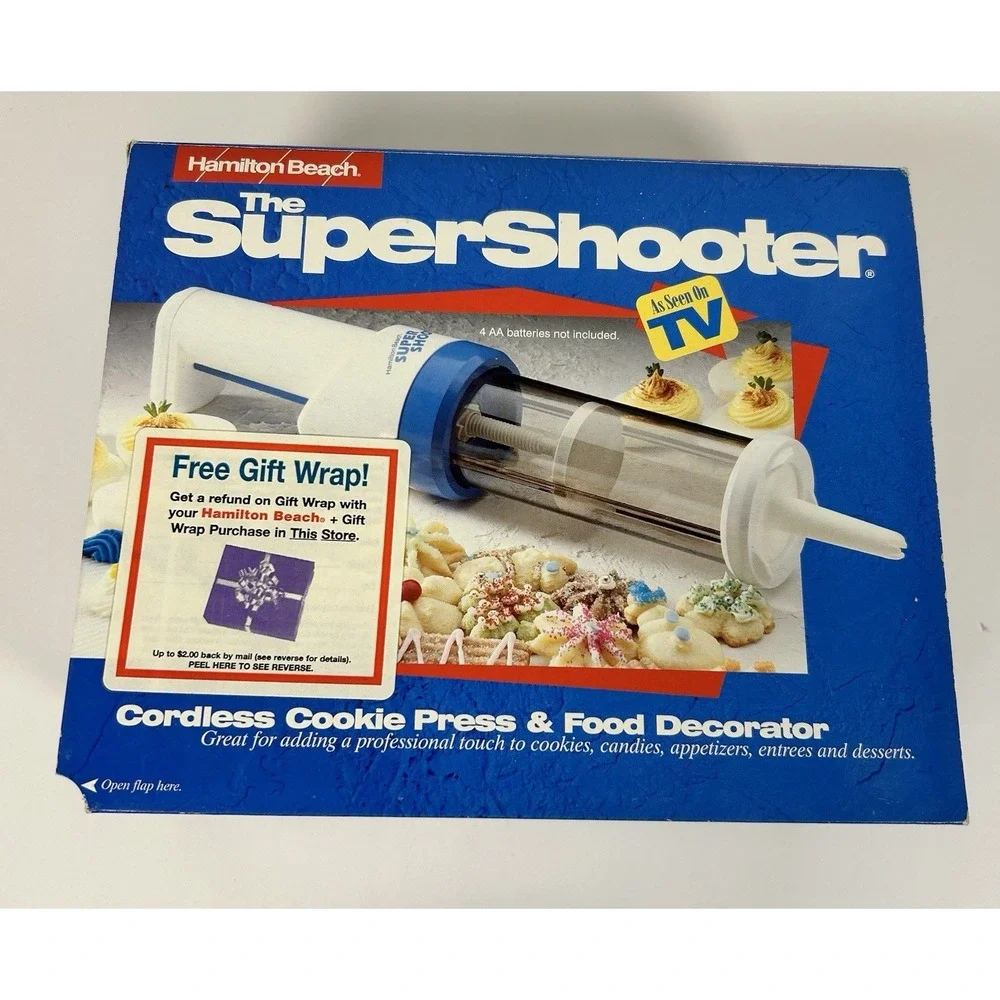 Vintage Hamilton Beach Super Shooter COOKIE PRESS Decorator Kit As seen on TV